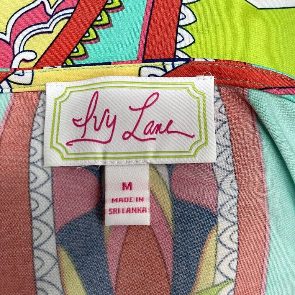 Ivy Lane Women's‎ Shift Dress Medium Mint Green Orange Yellow Pink White Blue